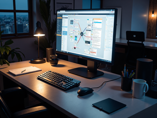 成功案例展示图片，显示创意工作室环境，设计师正在电脑前工作，周围摆放着创意作品和设计工具，体现创新工作氛围